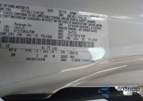 2014 Ford Focus Se z USA, uszkodzony, nr VIN 1FADP3K29EL272085